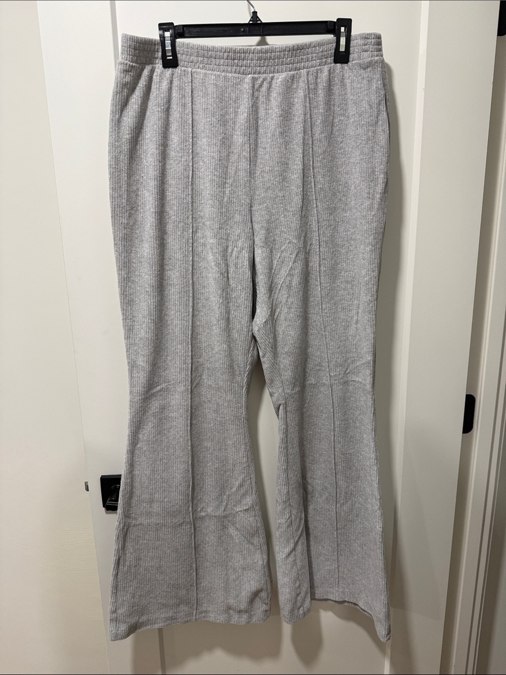 Aerie Women's Ribbed Flare Knit Gray Pants Size XL